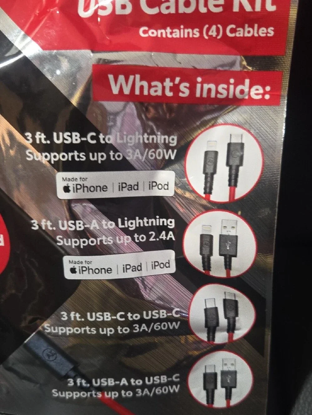 Toyota Accessories Quick Charge USB Cable Kit - Red & Black